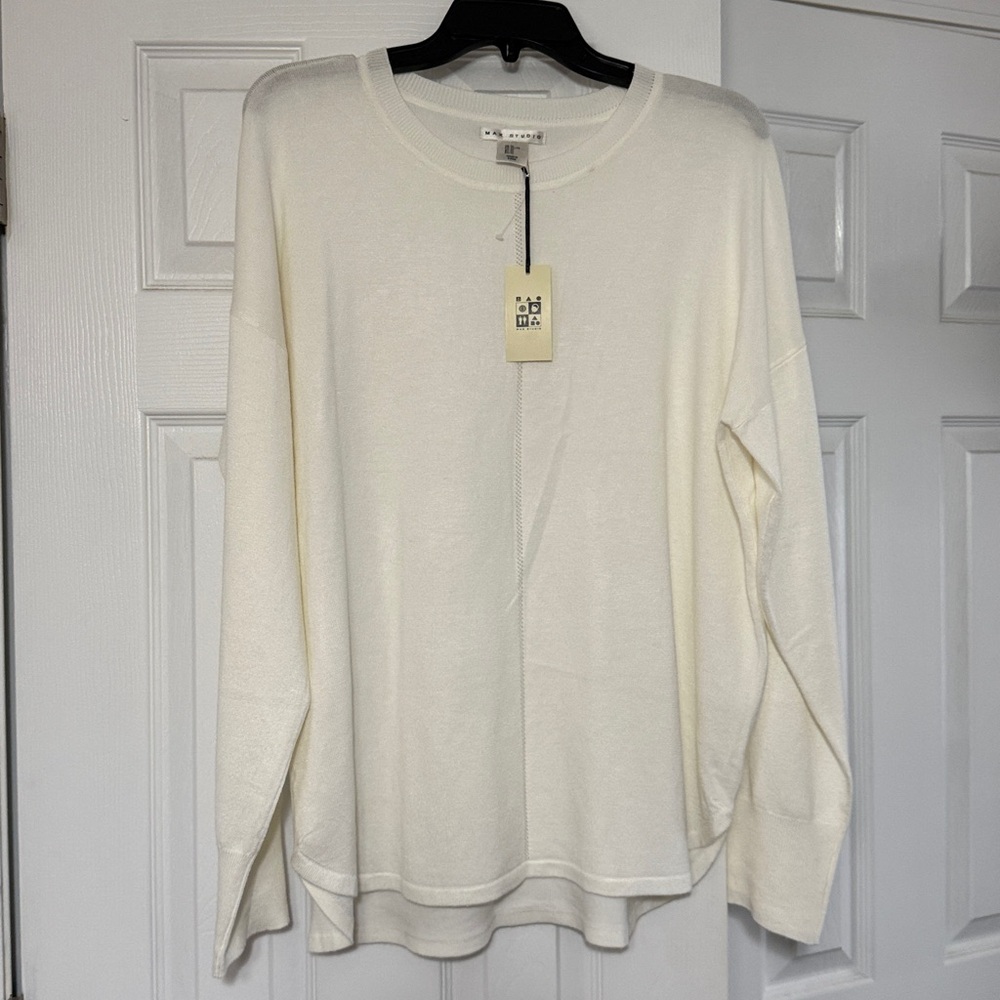 Max Studio Cream Colored Long Sleeve Sweater Size XL